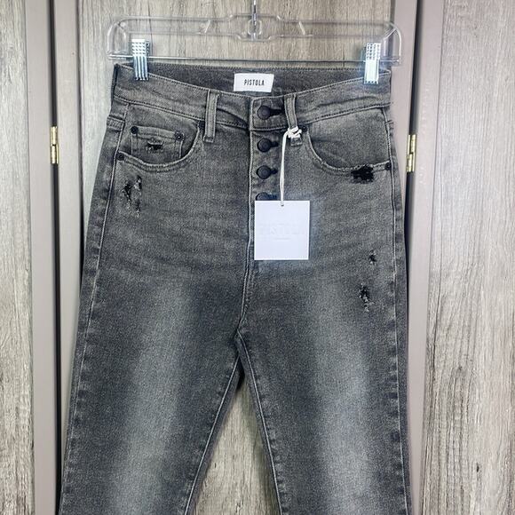 New! Pistola Cara High Rise Vintage Skinny Misguided Button Up Jeans Women's 26 - Picture 2 of 14